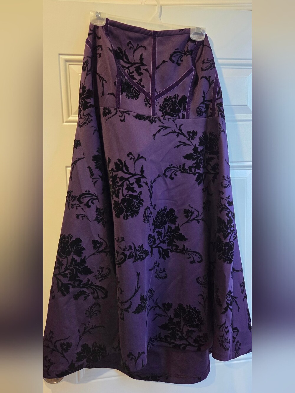 Purple Floral Velvet-Print A-Line Dress 3X